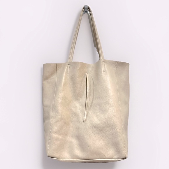 Handbags - Borse In Pelle Beige Leather Tote Bag